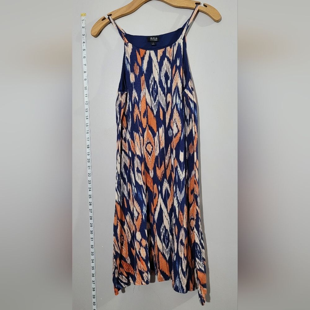 A.N.A (s) sleeveless trapeze blue and orange dress